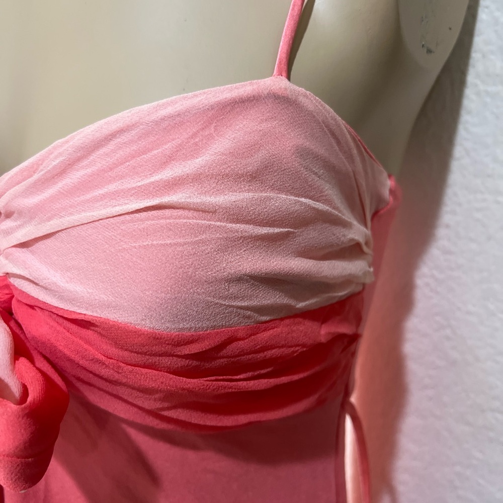 Y2k Milkmaid jersey tie front belt strap Orange summer cami tank blouse fairy xs - Picture 5 of 13